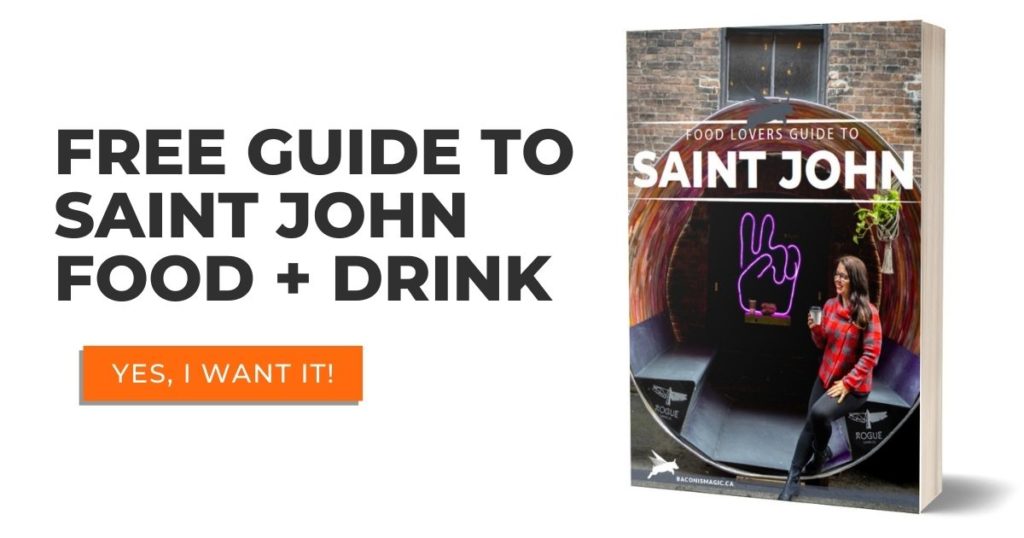 Free guide to Saint John Food and Drink image to click on for free pdf to Saint John restaurants.