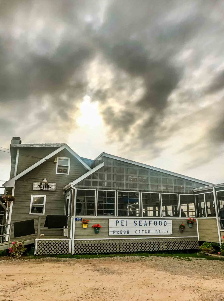 Blue Mussel Cafe exterior in North Rustico Prince Edward Island