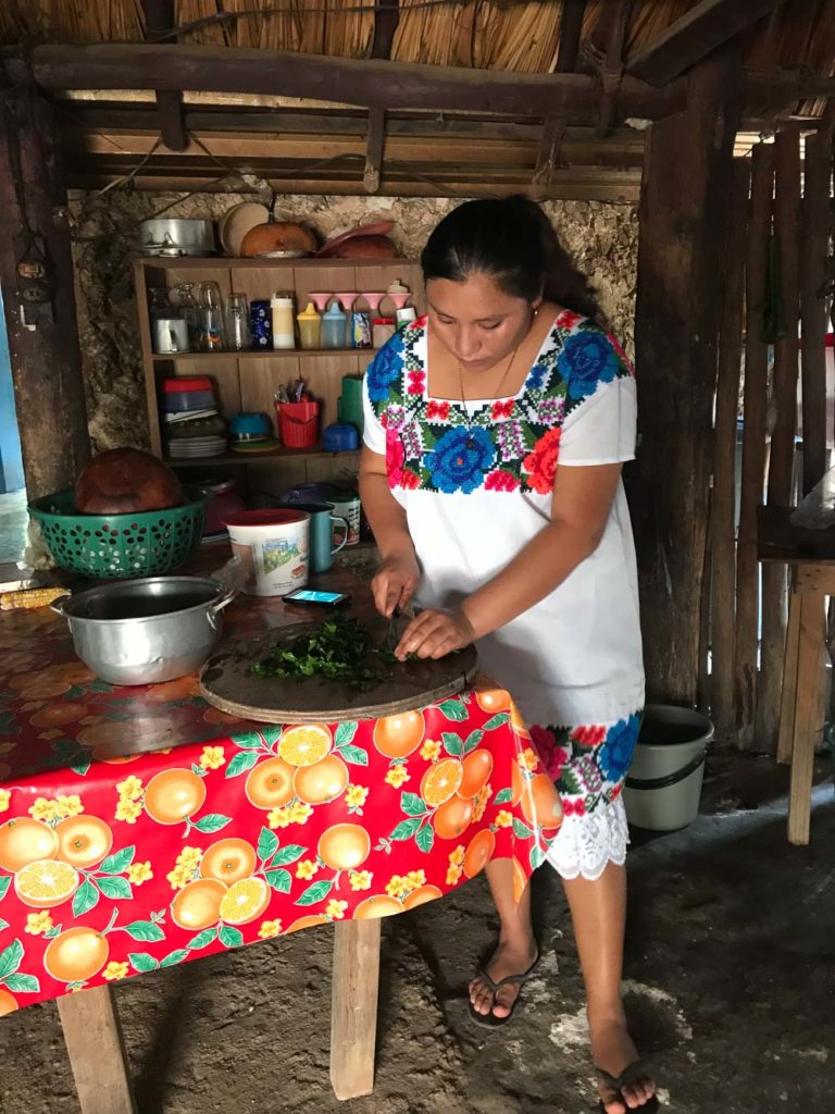 Young Mayan woman cooking in a kitchen in Mexico
