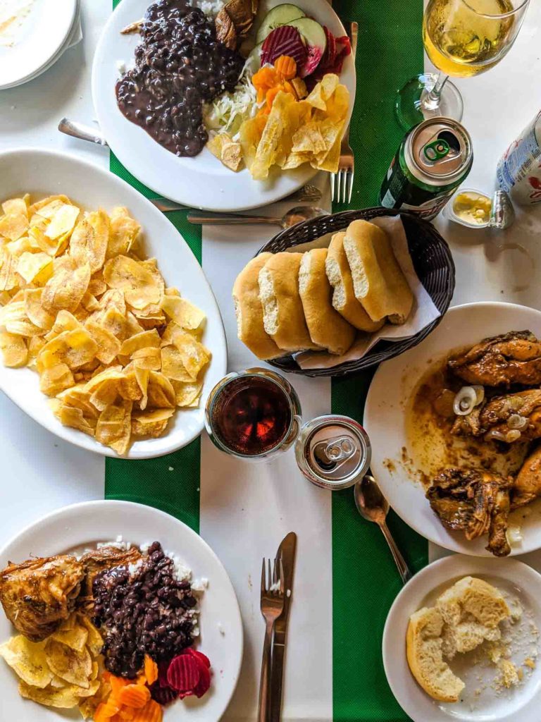 Typical healthy Cuban food in the countryside, on a table in Las Terrazas