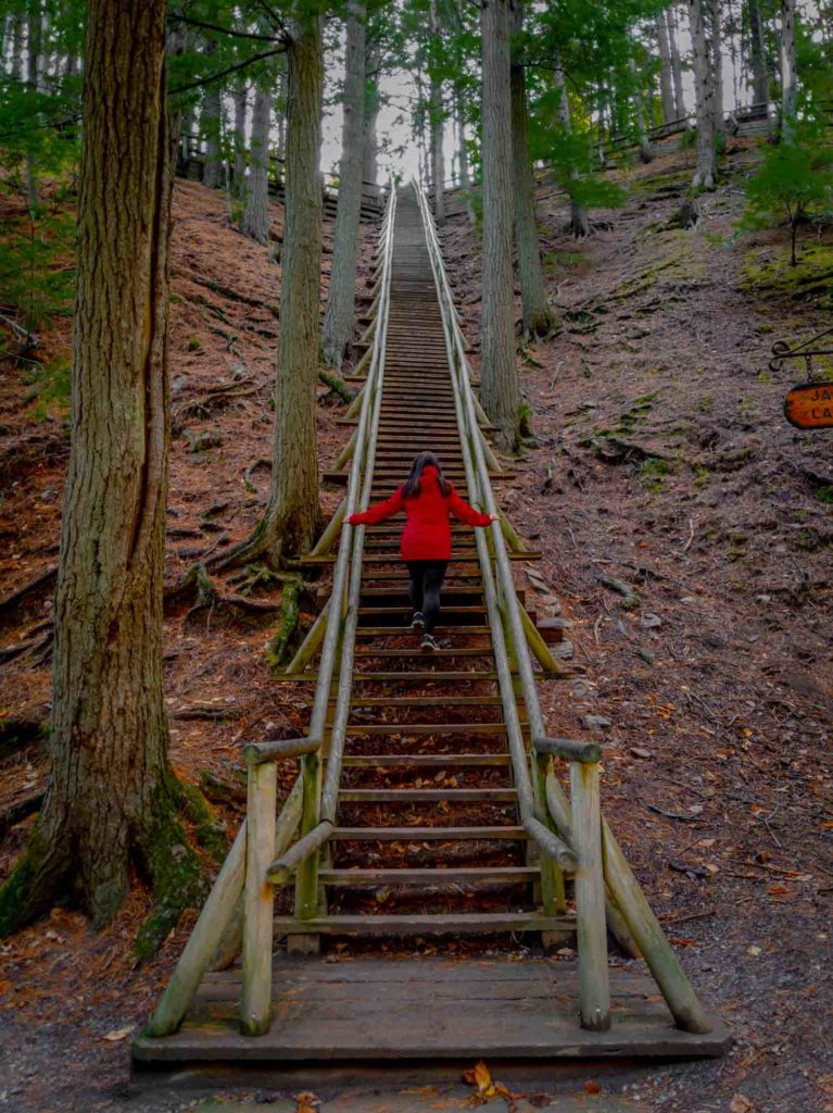 Ayngelina climbing Jacob's Ladder at Victoria Park in Truro Nova Scotia