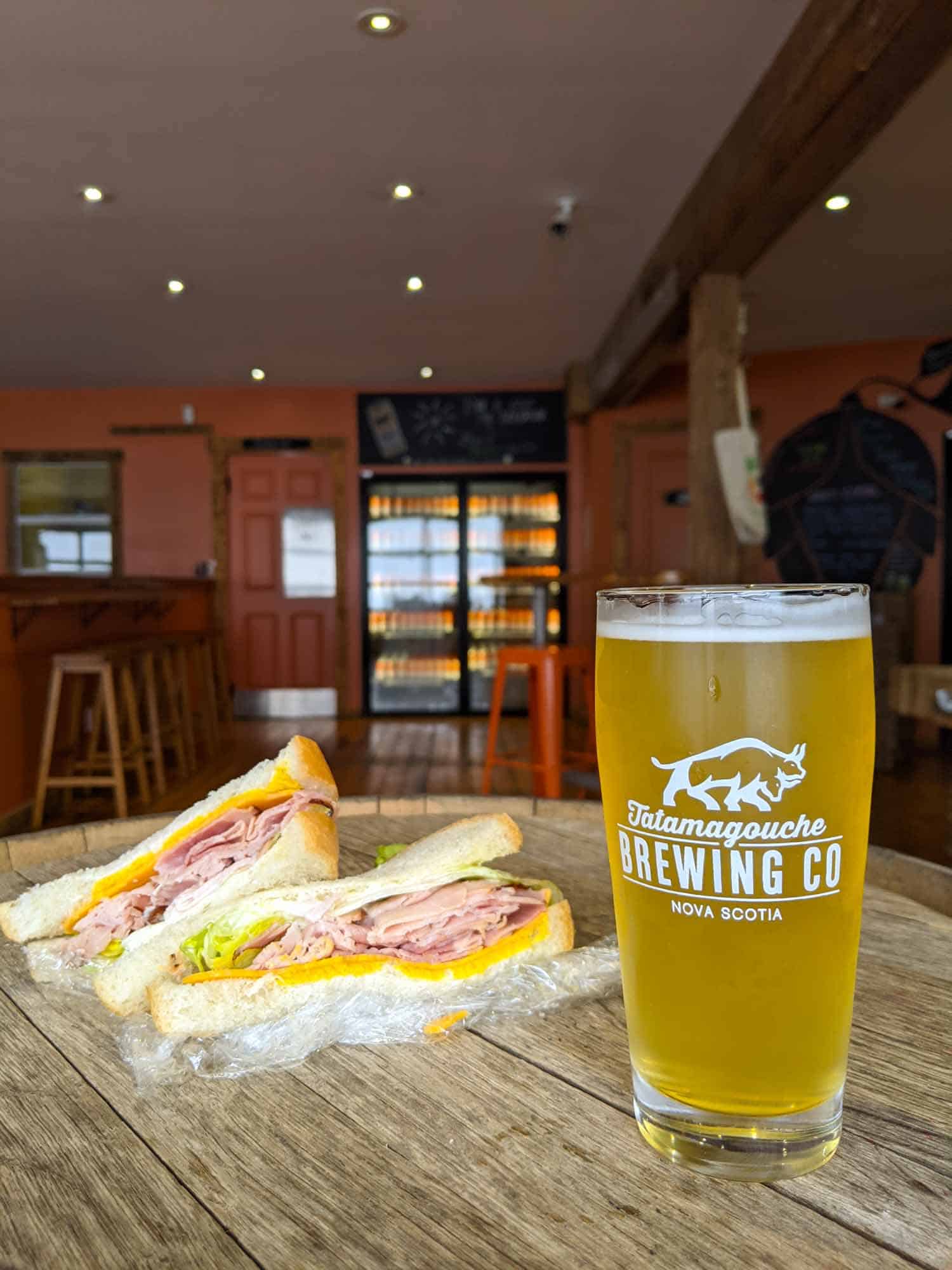 Tatamagouche beer and Dexter's Butcher Shop Sandwich