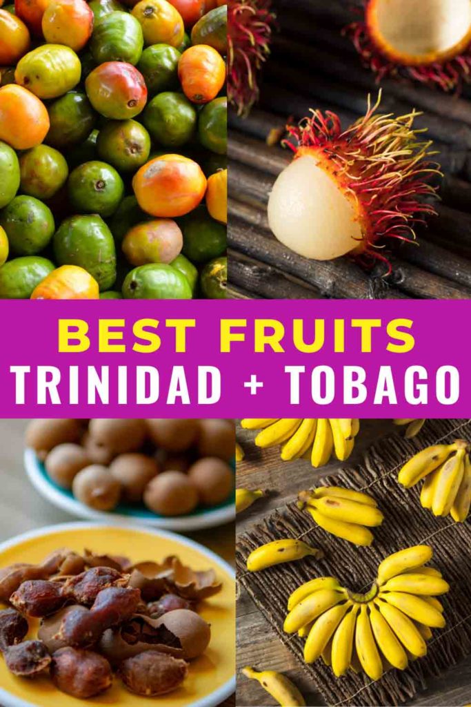 Collage of Trinidad fruit with text that says best fruits in Trinidad and Tobago