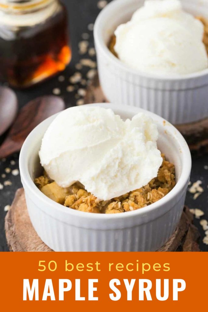 maple cake recipe with whipped cream in a ramekin