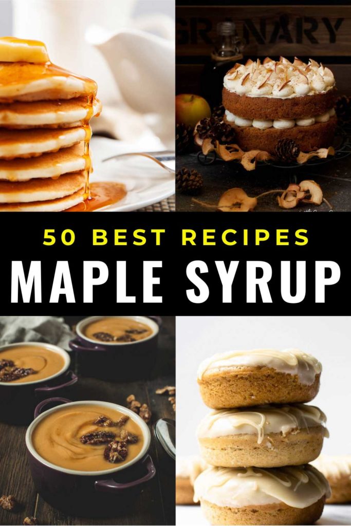 collage of maple syrup recipes