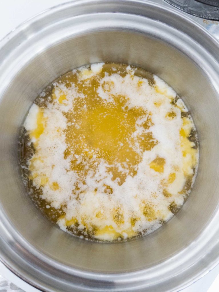 Brown butter in pot in process