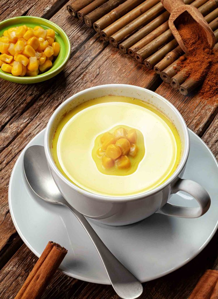 Corn Atole, beverage with maize, milk and cinnamon.