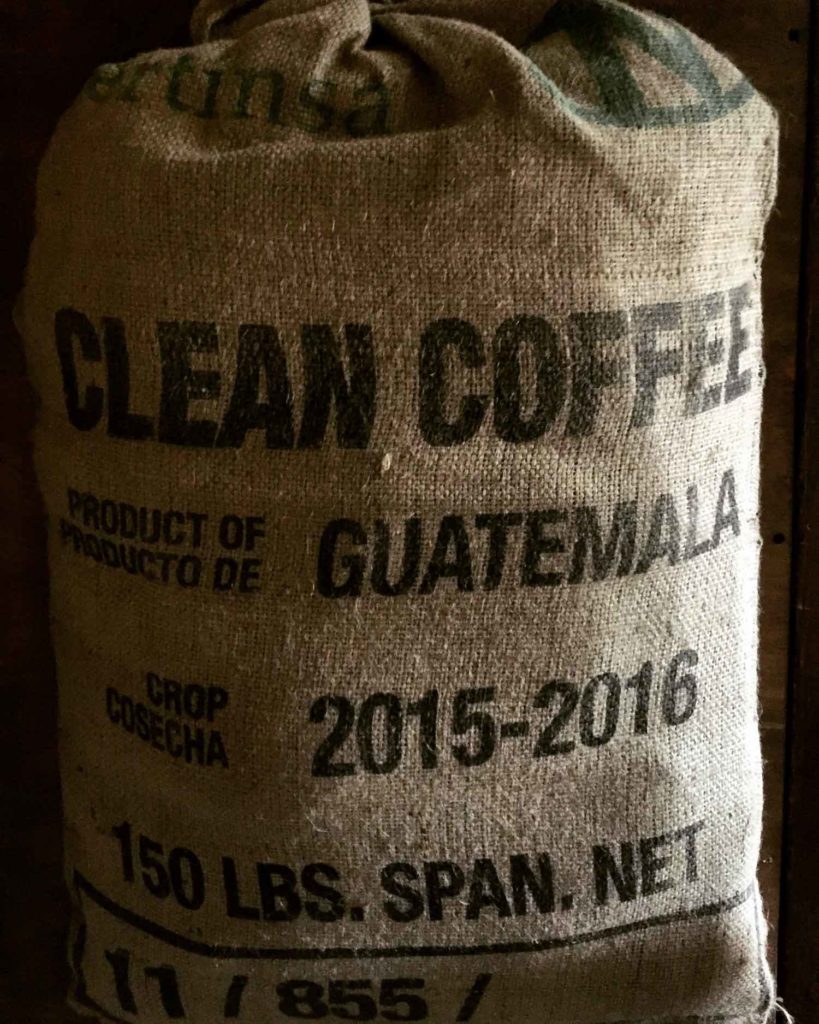 Sack of guatemalan coffee beans