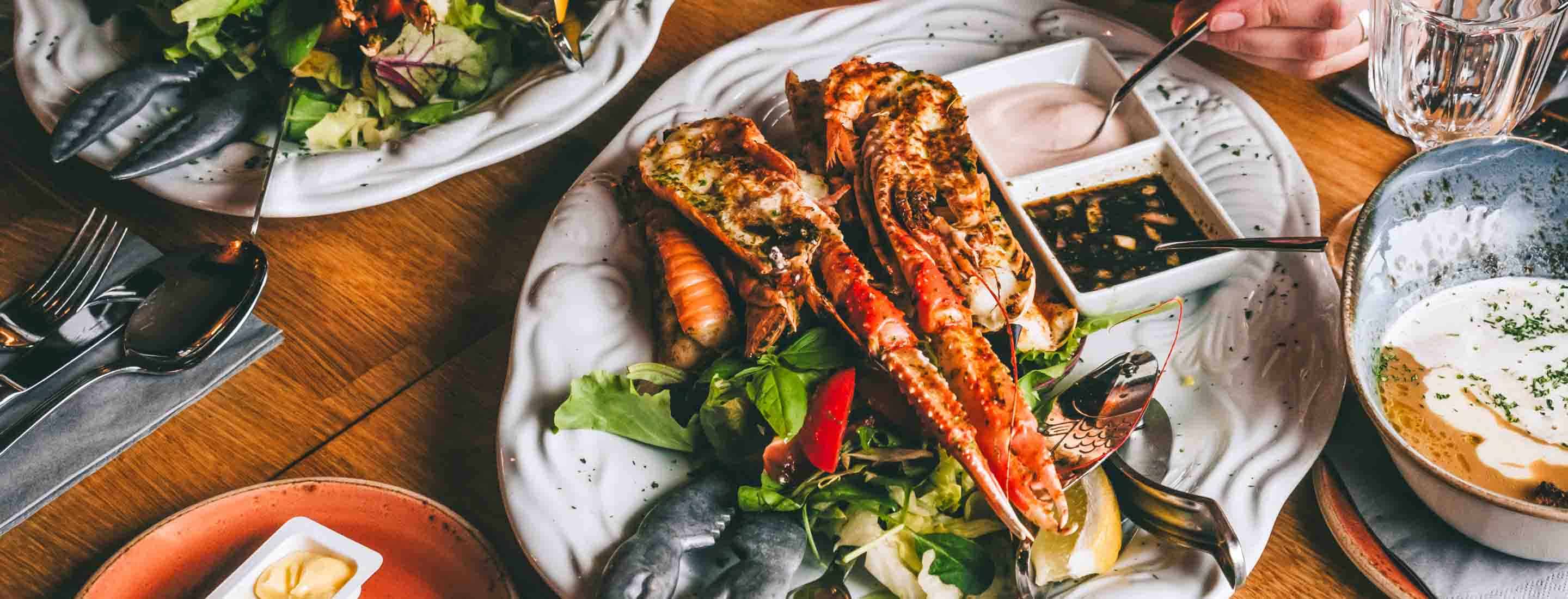 Iceland food including langoustines at a restaurant in Iceland