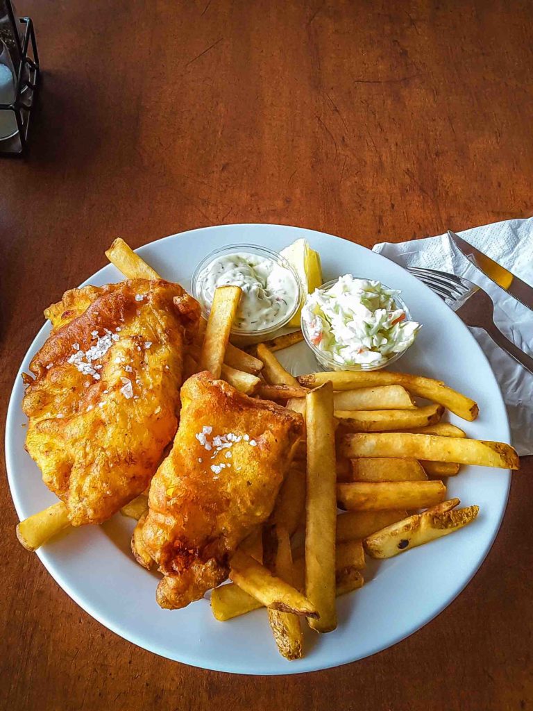 Icelandic Chips and Fish, traditional cuisine on Iceland, country-side cafe