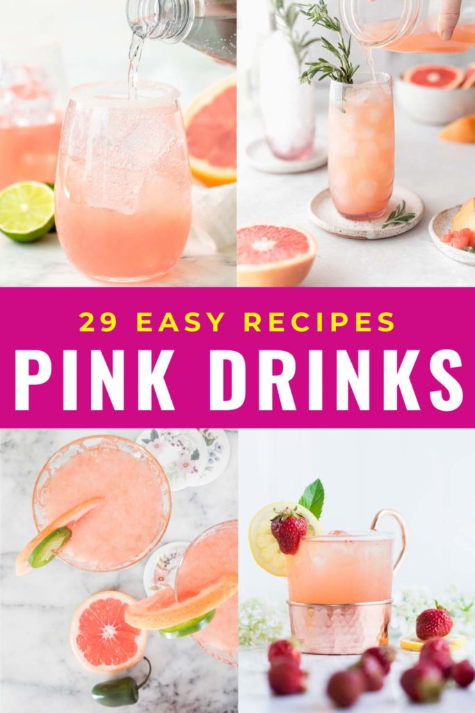 Collage of drinks that are pink