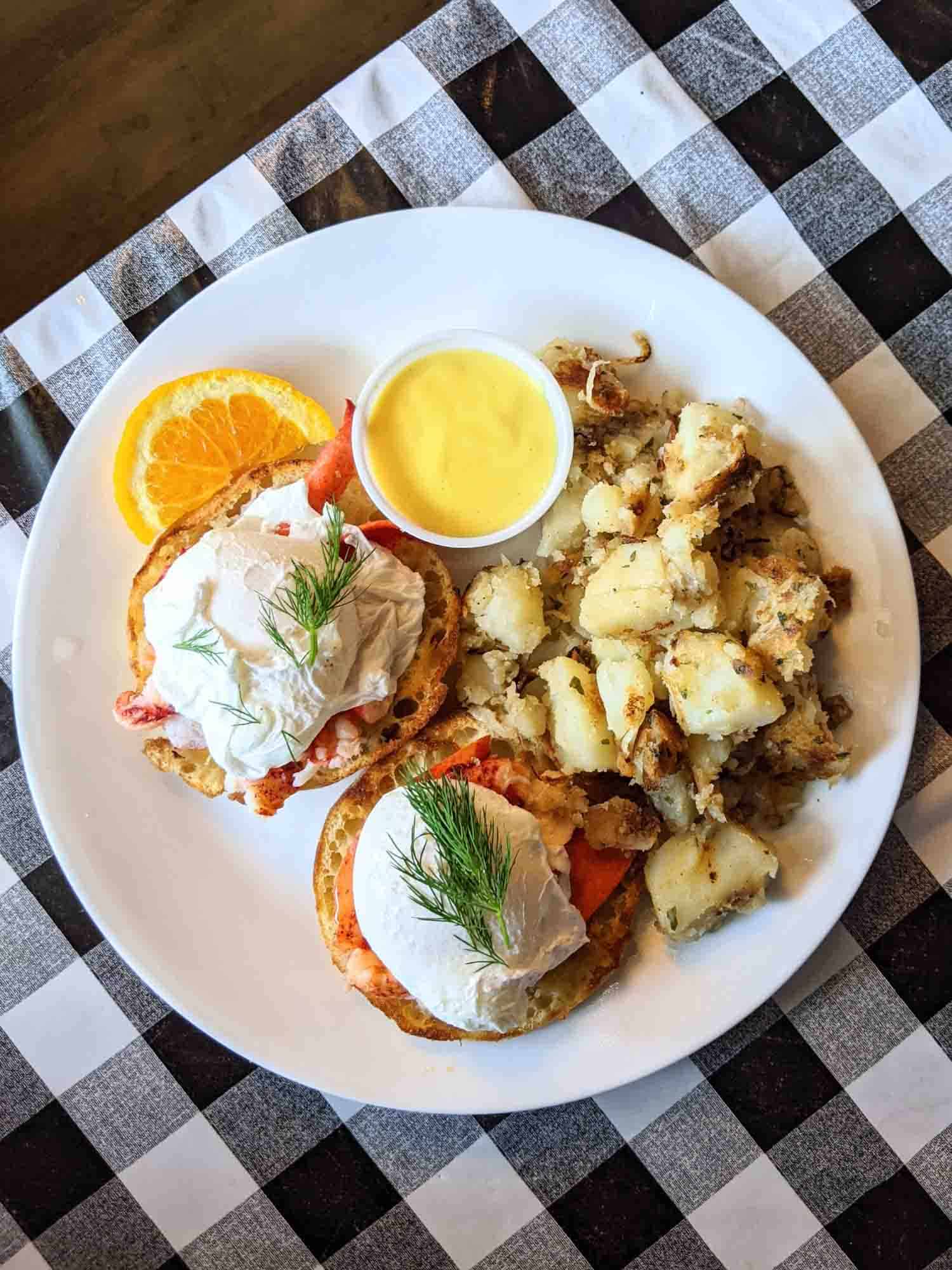 lobster eggs benedict from Claudine's Eatery restaurant in Fredericton