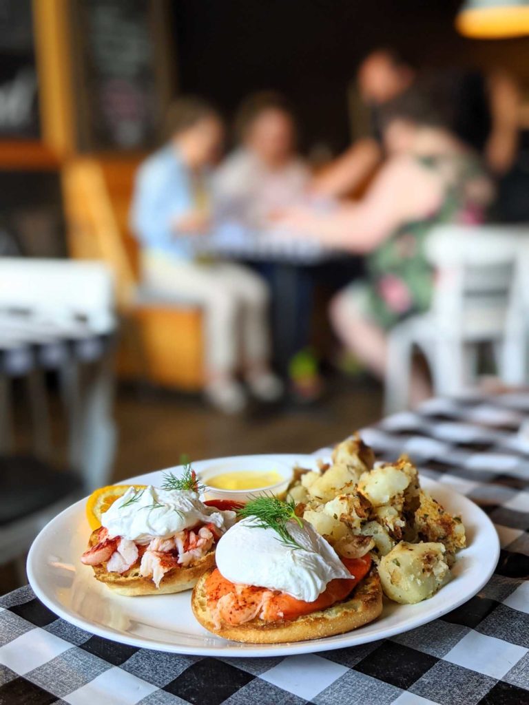 lobster eggs benedict from Claudine's Eatery restaurant in Fredericton