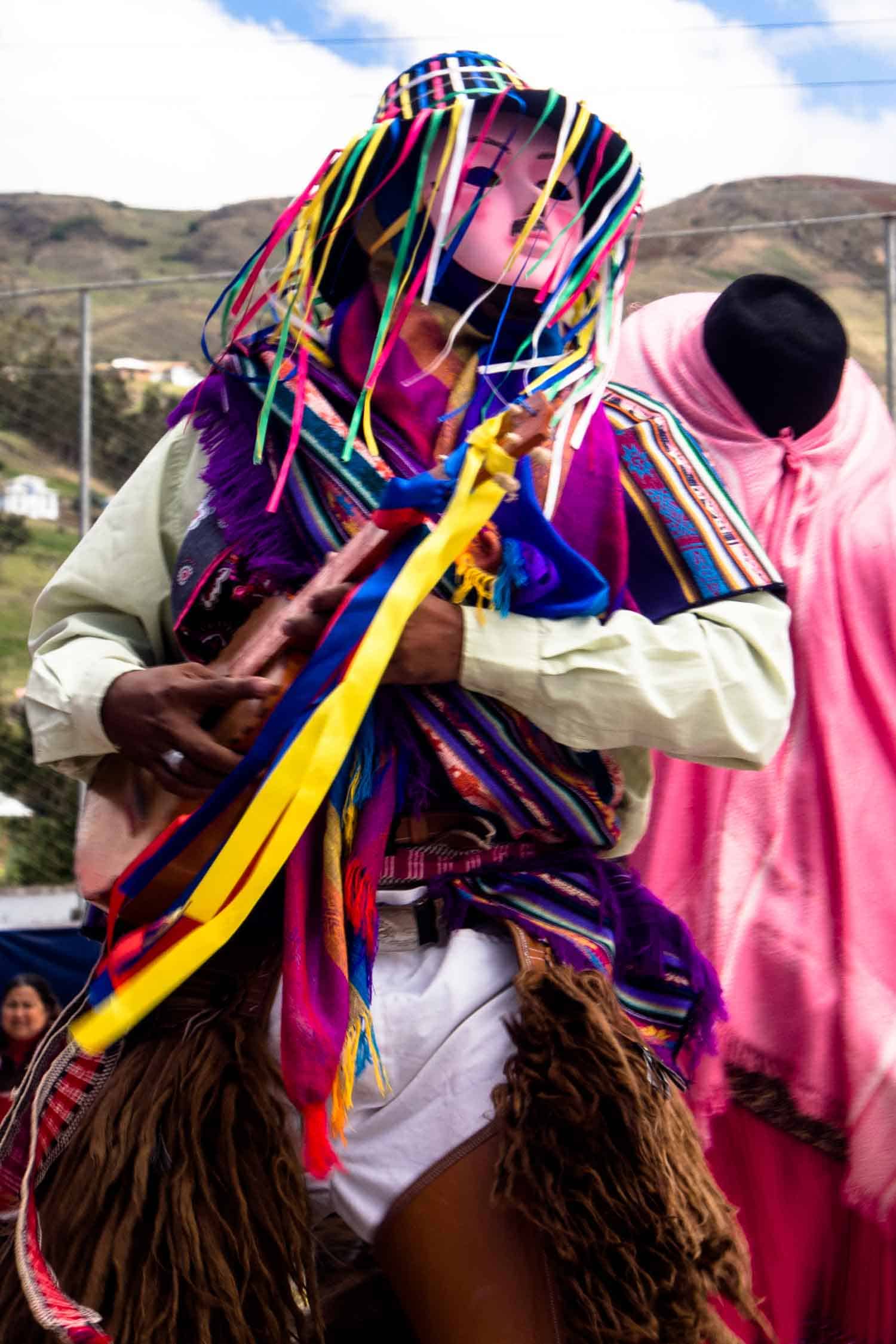 Ecuador traditional dress for a festival in the Andes