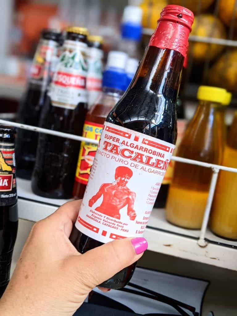 Bottle of Peruvian drinks algarrobina