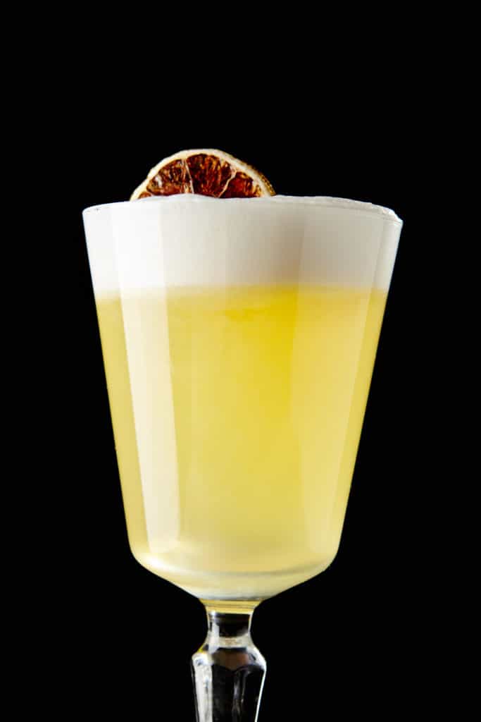 Pisco Sour Egg White and Angostura Bitters on Black