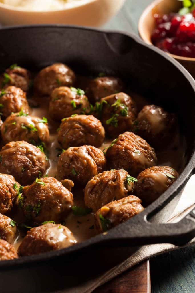 Finnish food lihapullat Meatballs with Cream Sauce and Parsley