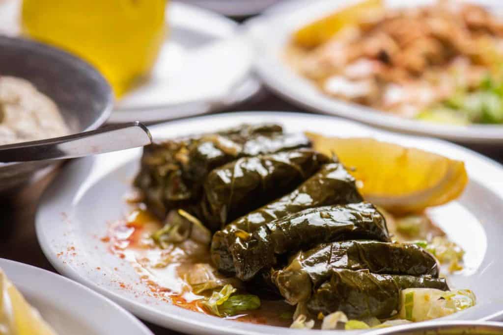 Stuffed vine leaves with (Jordanian food)