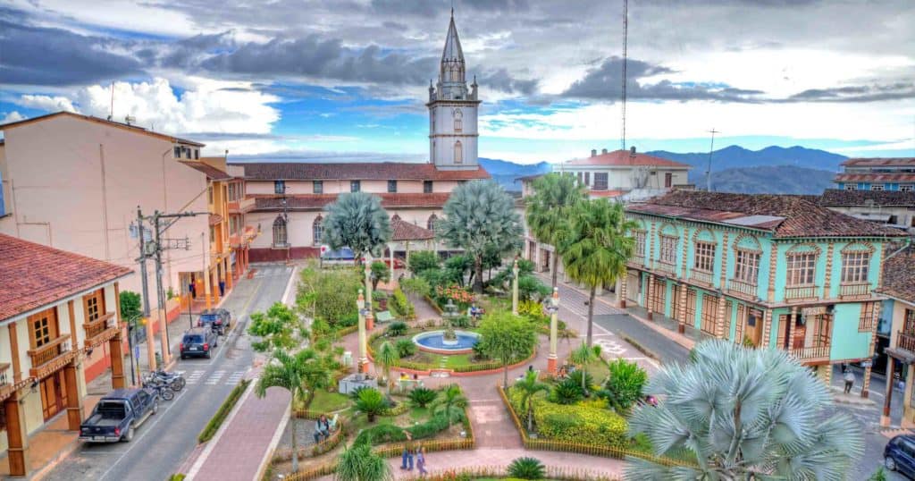 View of main square in Zaruma Ecuador