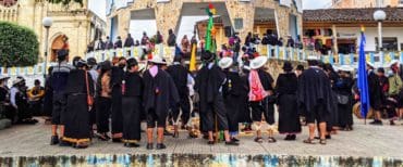 Kulla Raymi celebrations in the main square of Saraguro Ecuador