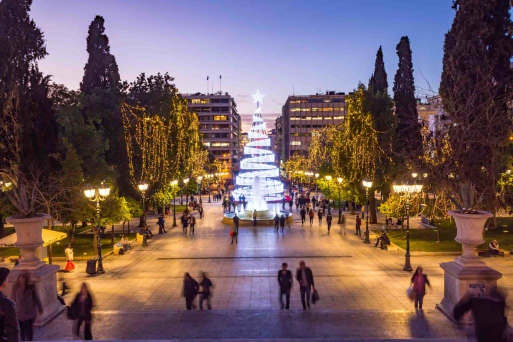 syntagma square with christmas tree