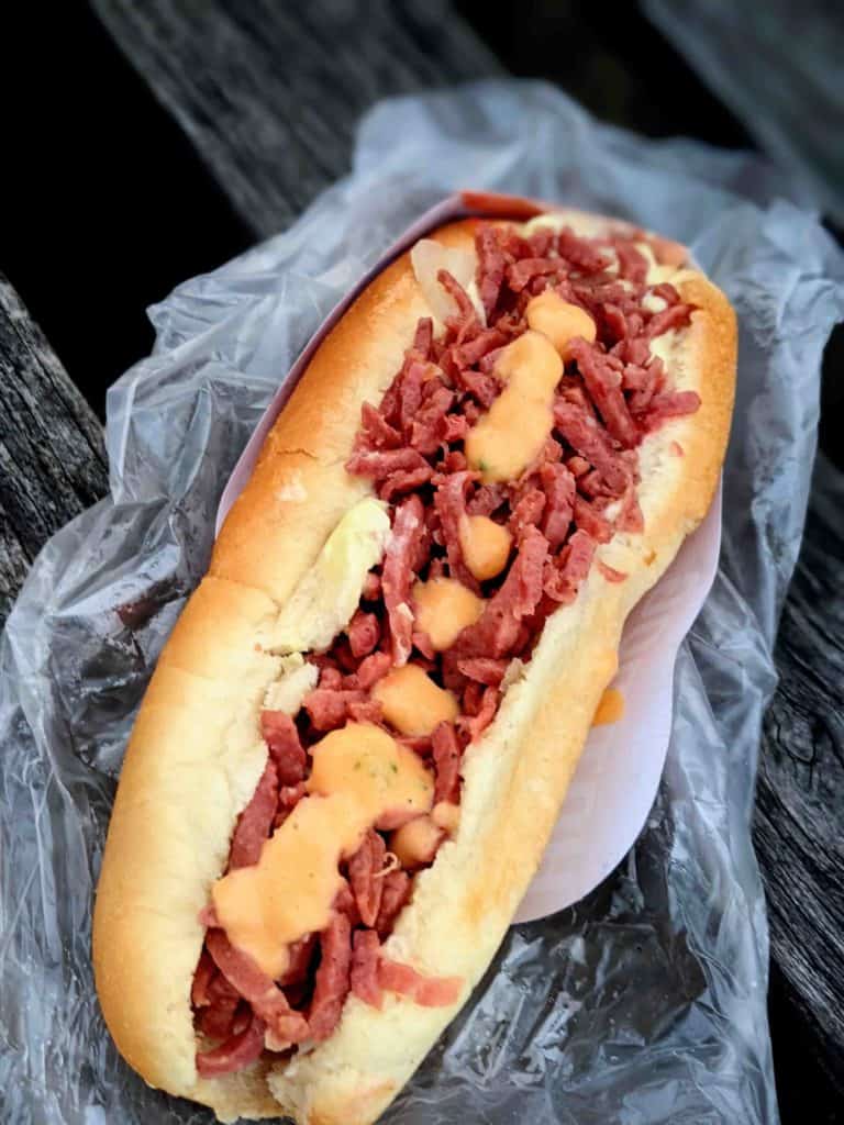 Colombian street food hot dog
