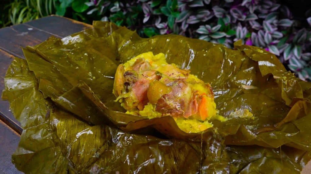 tamal tolimense Bogota breakfast at La Perseverencia Market