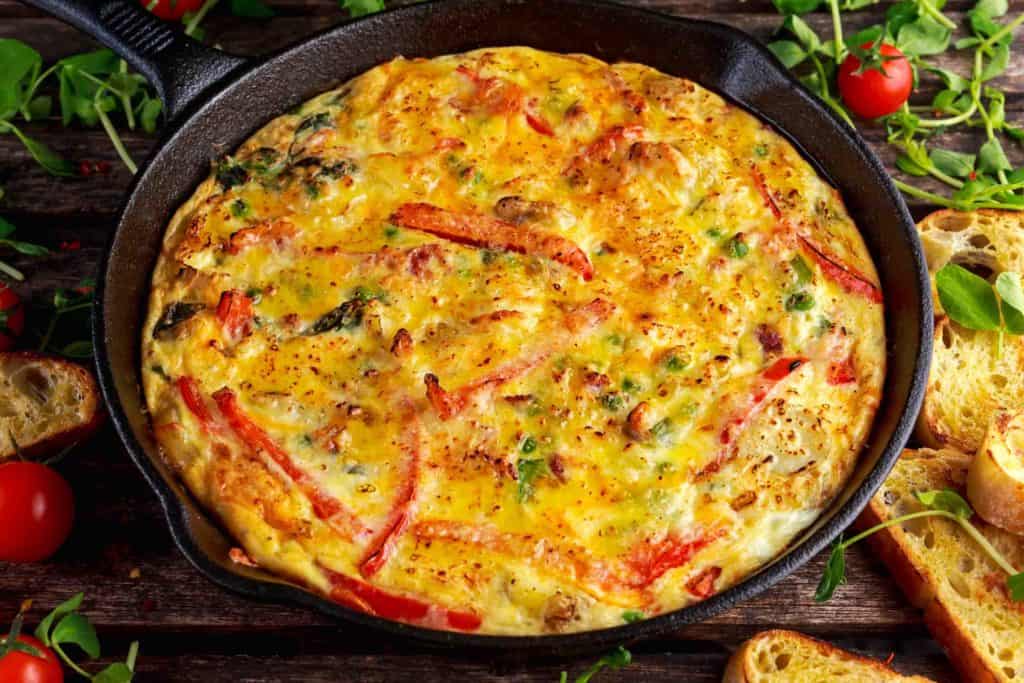 tortilla paisa breakfast in pan in Colombia