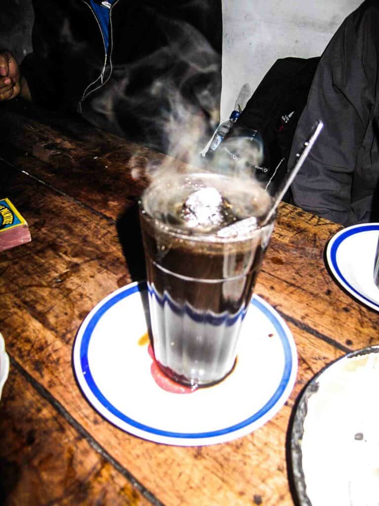 kopi joss indonesian drink of coffee with charcoal inside