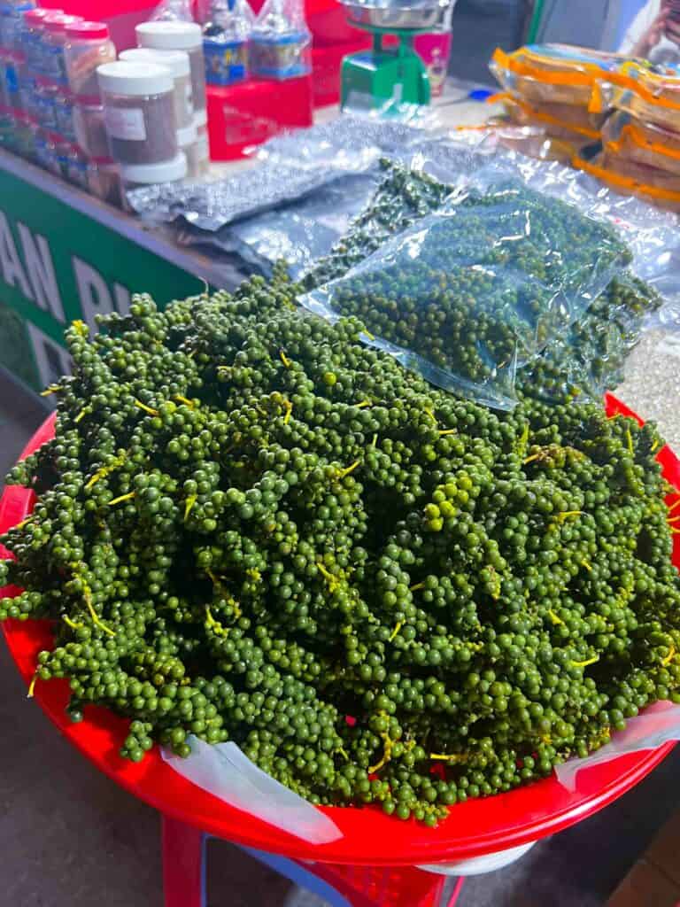 vietnamese green pepper at night market in phu quoc