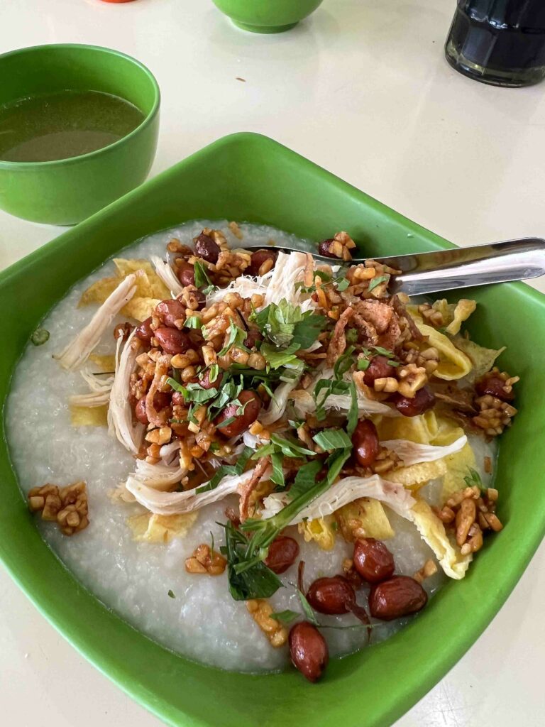 bubur ayam rice porridge breakfast in Indonesia