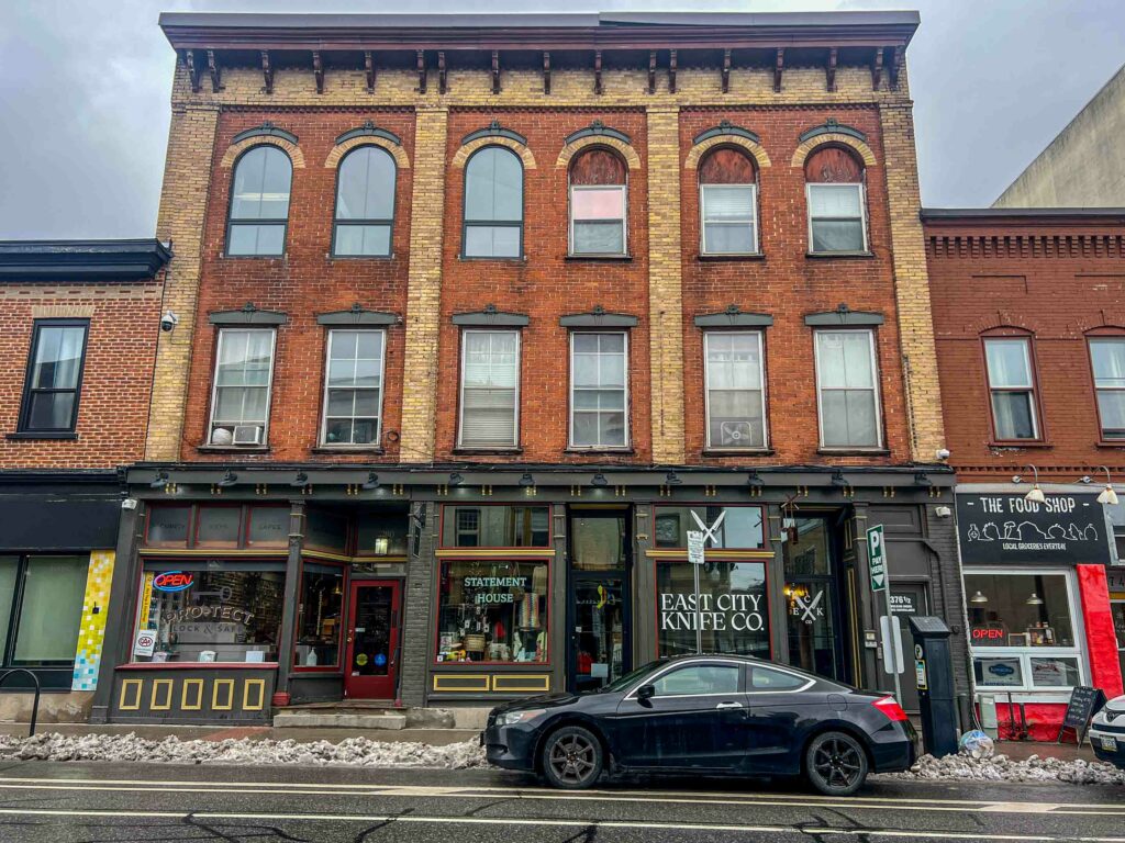 Downtown Peterborough Canada shops such as East City Knife Co