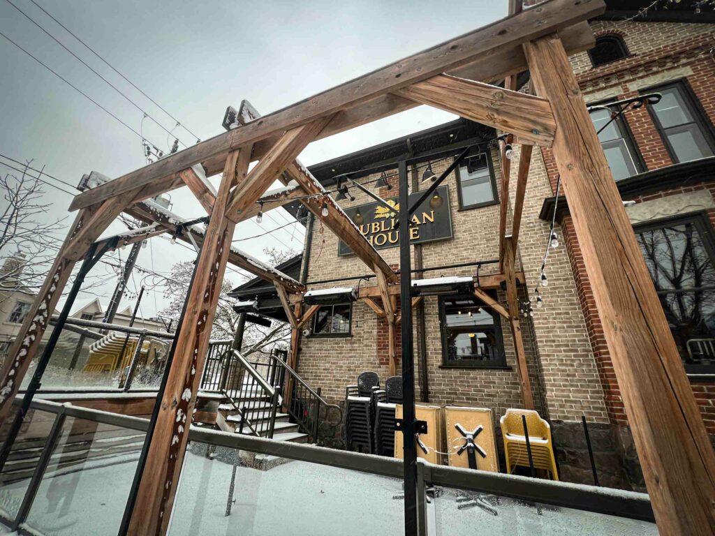 Exterior view in winter of Publican House in Peterborough Canada