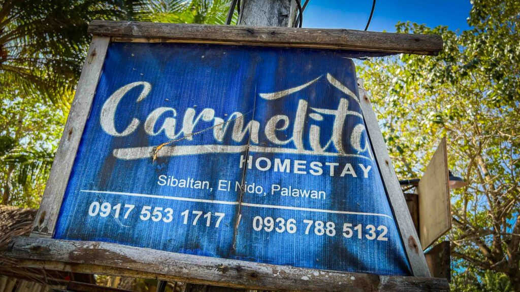 Carmelitas Homestay sign