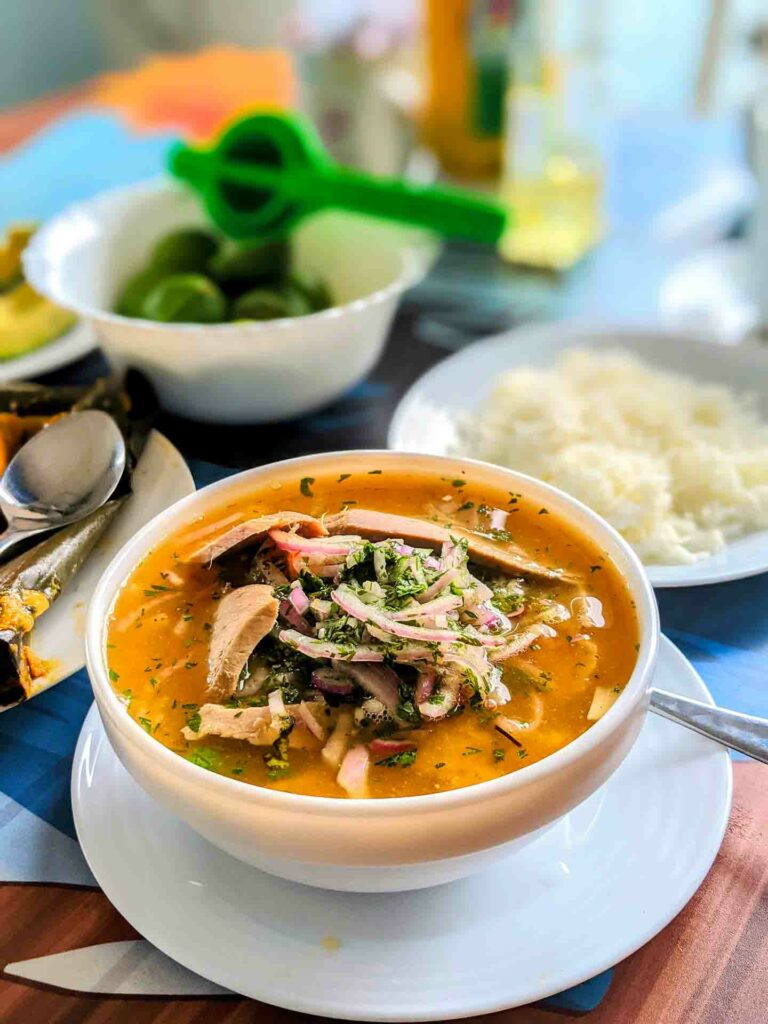 encebollado Ecuadorian Soups on a table in Guayaquil Ecuador