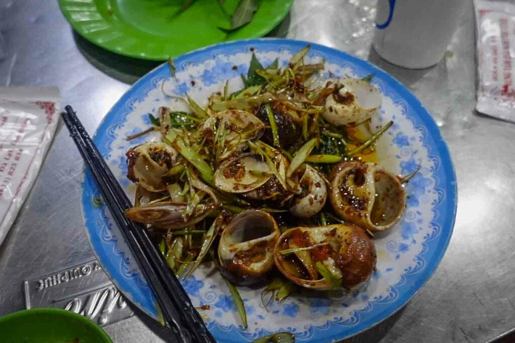 Lemongrass snails at the Dalat market