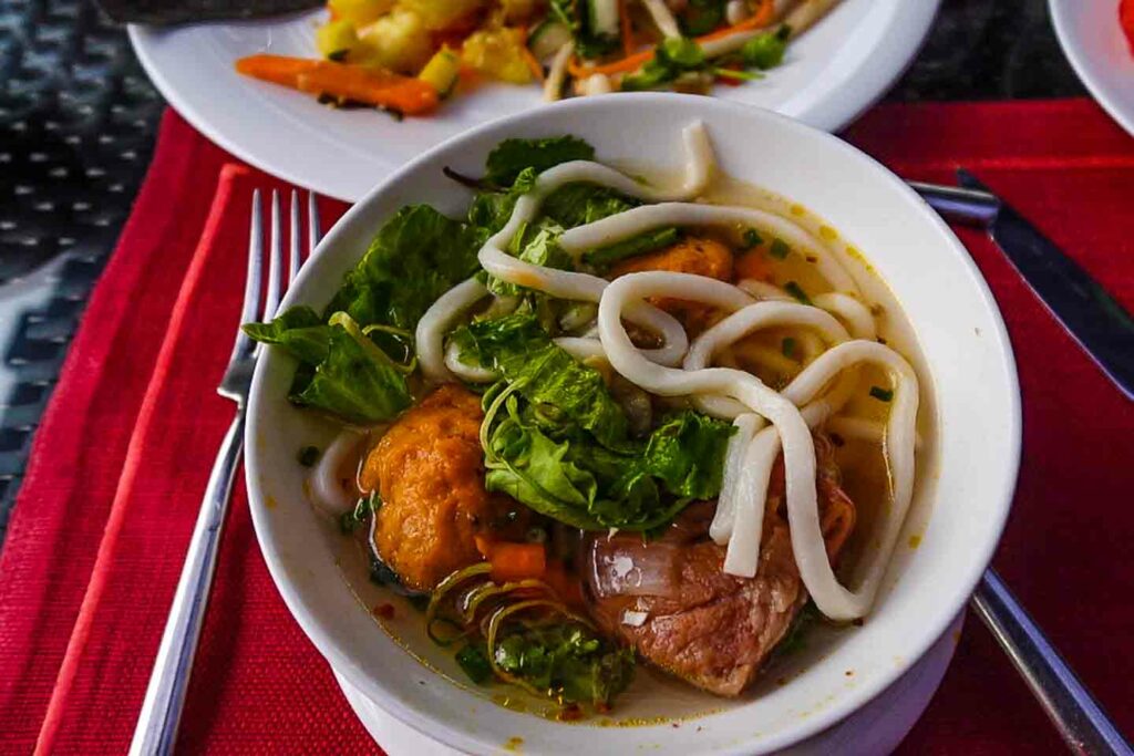 banh canh vietnamese noodles in a restaurant in Banyan Tree Lang Co resort