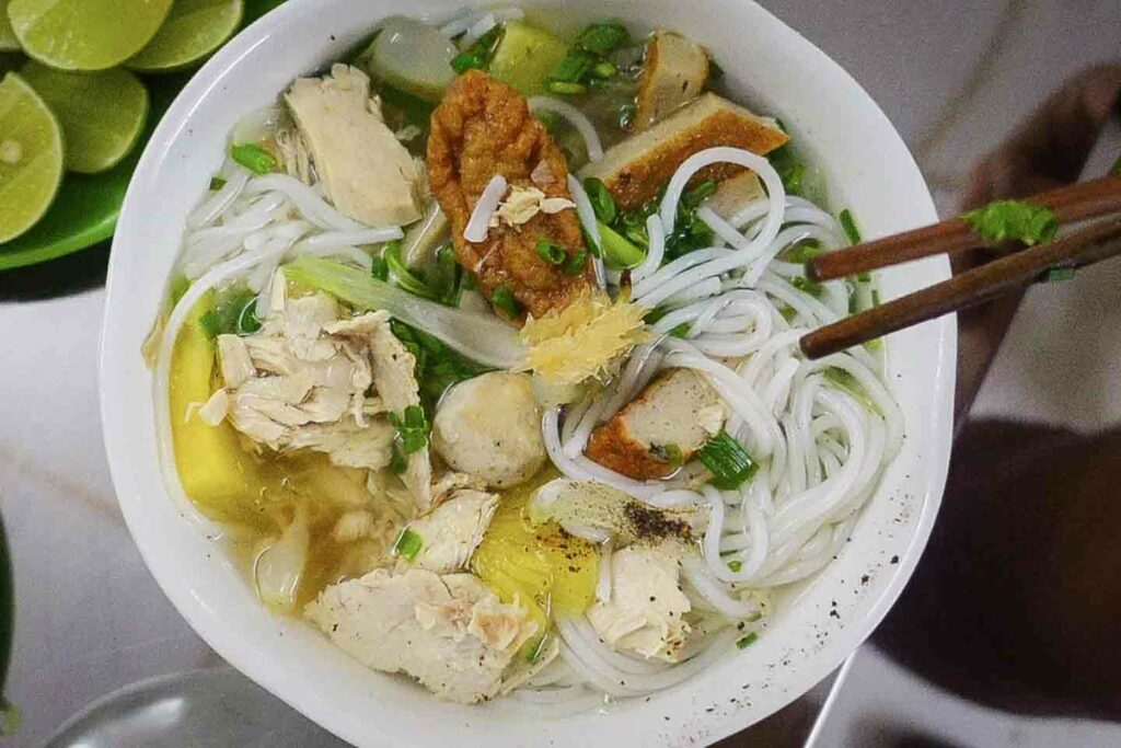 bun ca sua central vietnamese style jellyfish noodle in a restaurant in Nha Trang