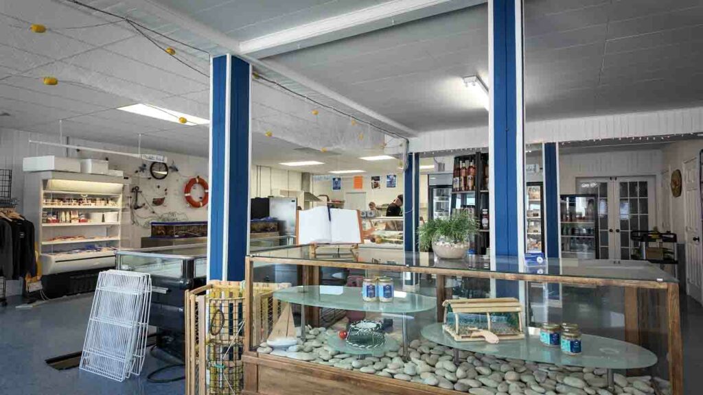 fruits de mer fish shop interior in Havre aux Maisons Magdalen Islands