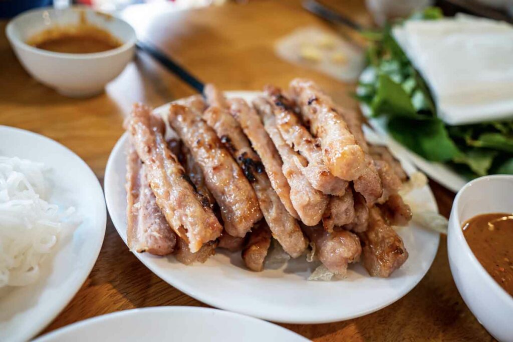 Grilled pork wrap and roll in vegetable herbs
