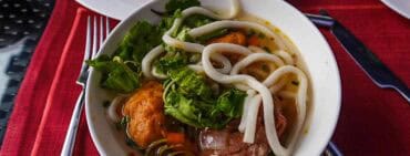 banh canh vietnamese noodles in a restaurant in Banyan Tree Lang Co resort