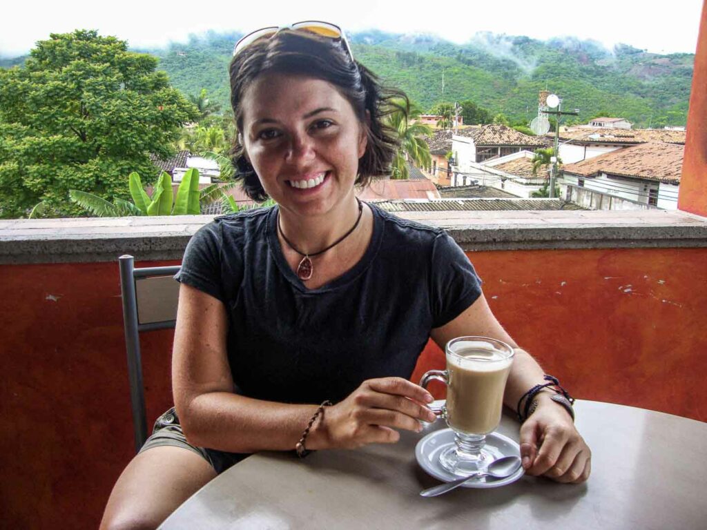 Ayngelina during coffee for breakfast in Copan Honduras