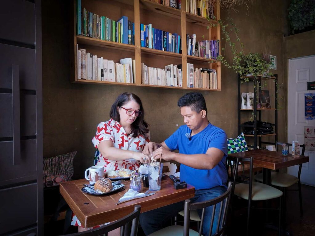 Alan and Ayngelina at Puebla City Black Cat Black Rabbit Coffee Shop