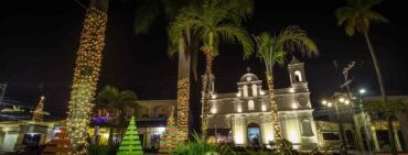 Christmas in Honduras, traditional lights and decorations at night