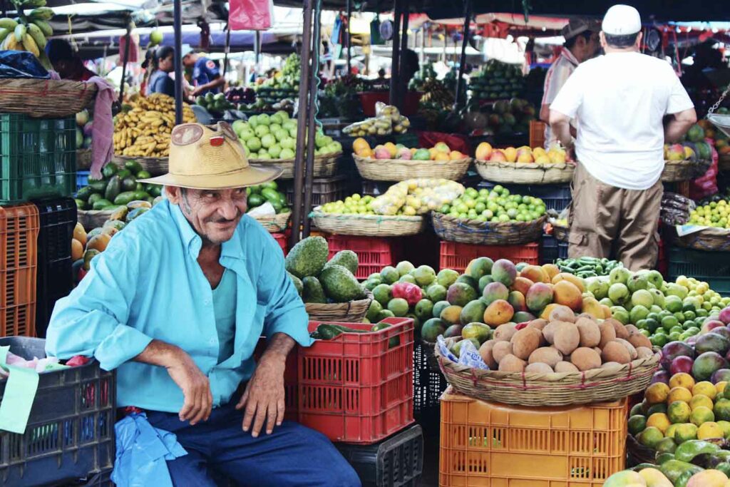 Vendor selling fruits in Honduras at the market