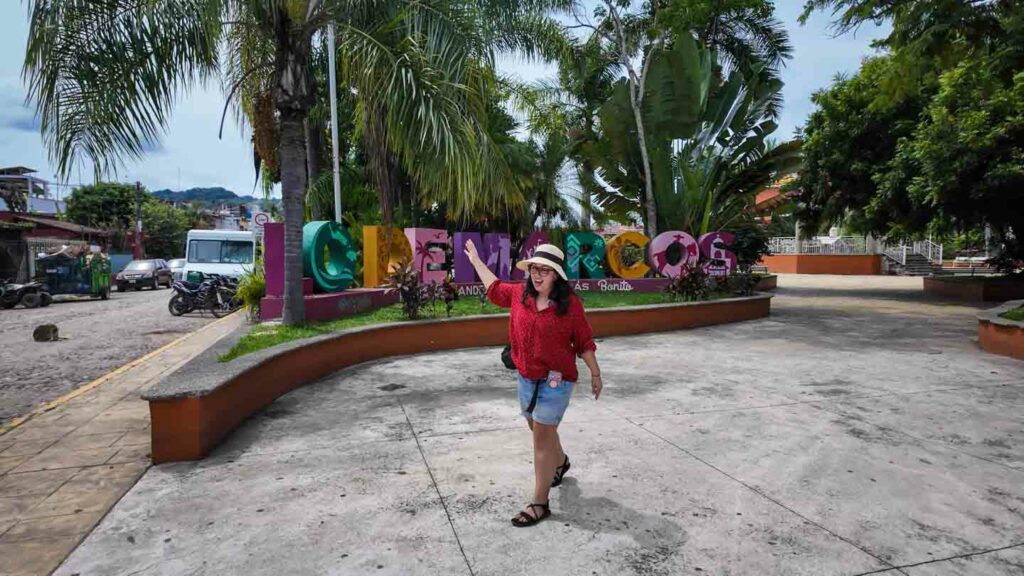 Ayngelina at Lo de marcos sign in the Zocalo