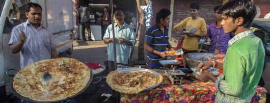 Halwa poor street food vendor in Mumbai