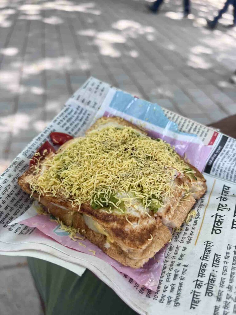 Bombay Sandwich on sandwich outside university in Mumbai