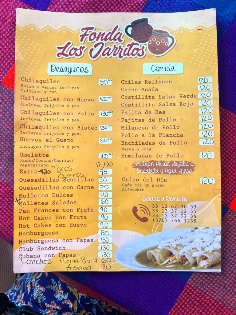 Fonda Los Jarritos menu, restaurant in Ajijic