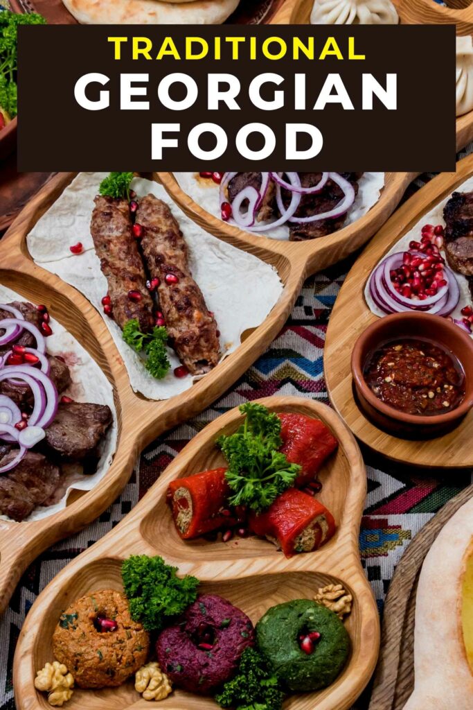 table with various traditional Georgian food